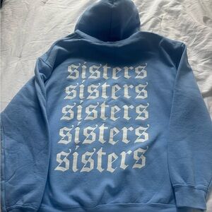 James Charles Merch Blue Hoodie with 'Sisters' Print